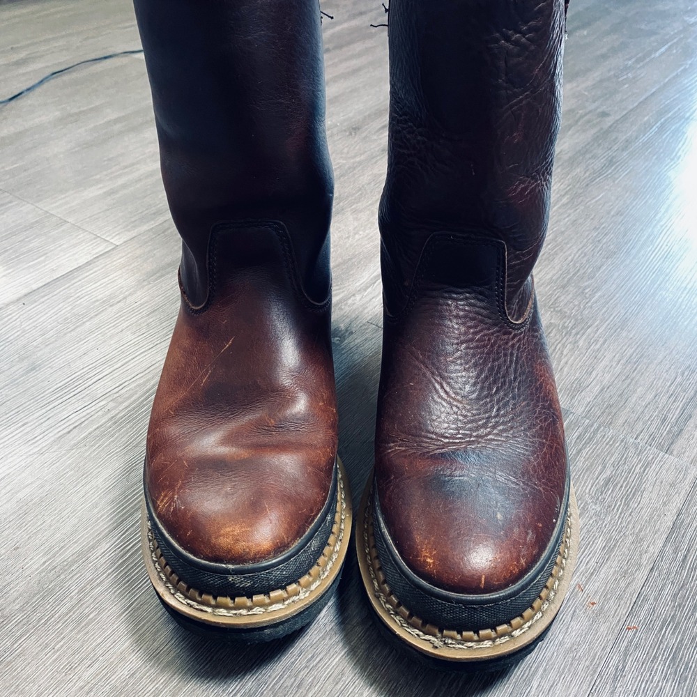 Georgia Boot Mens G4274 Giant 10 In. Brown Leather Wellington Work Boots Size 9W